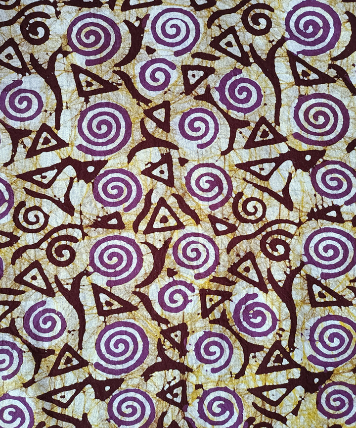 3 pc Violet white hand spun handwoven cotton batik dress material