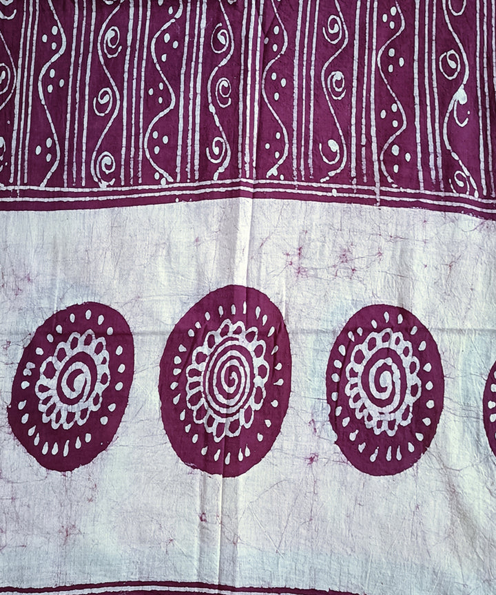 3 pc Violet white hand spun handwoven cotton batik dress material