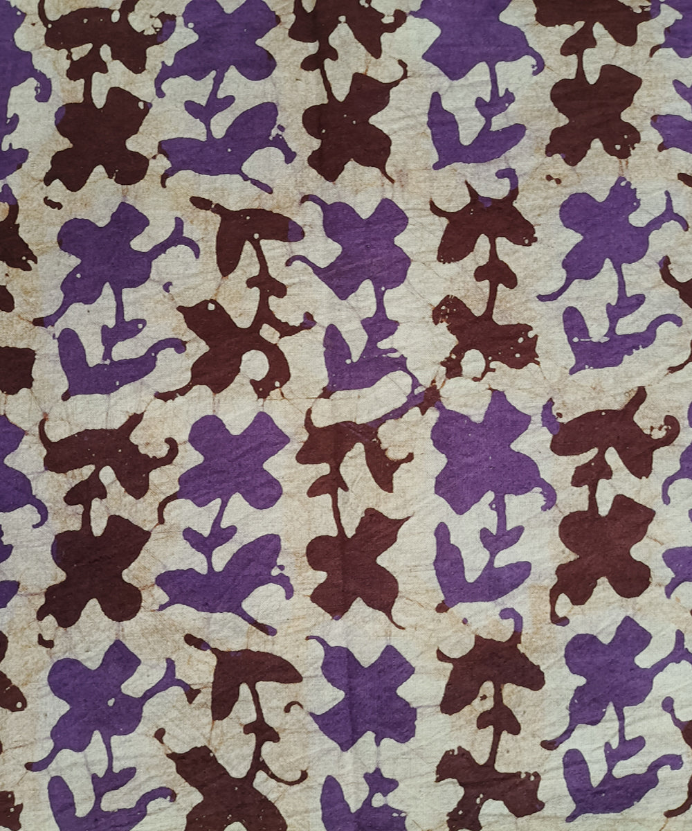 3pc Violet white hand spun handwoven cotton batik dress material