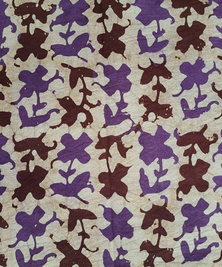 3pc Violet white hand spun handwoven cotton batik dress material