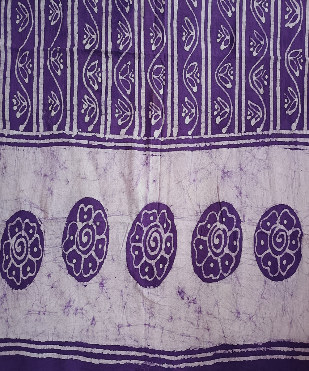 3pc Violet white hand spun handwoven cotton batik dress material