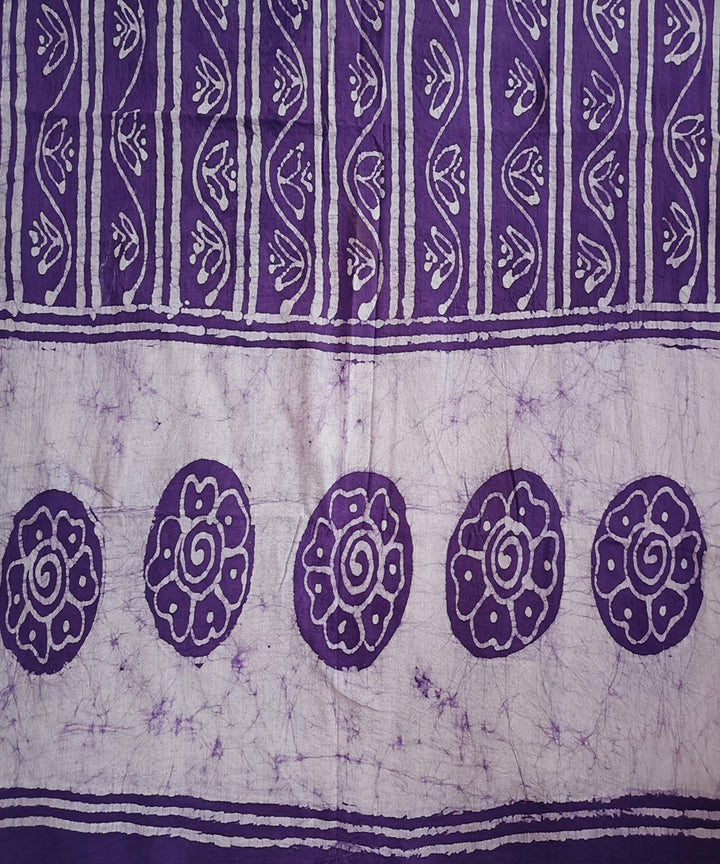 3pc Violet white hand spun handwoven cotton batik dress material