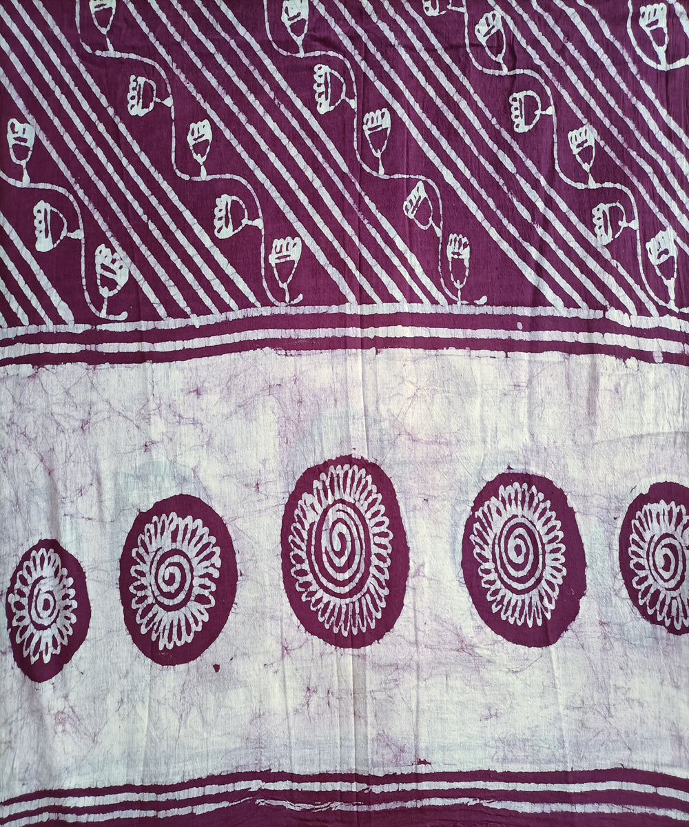 3pc Purple white hand spun hand woven cotton batik dress material