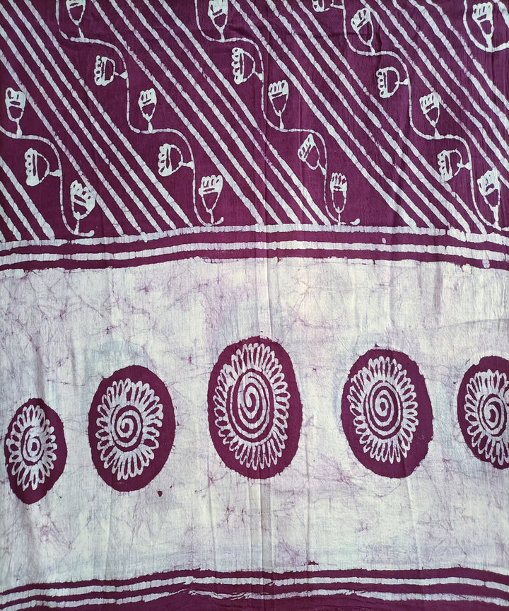 3pc Purple white hand spun hand woven cotton batik dress material
