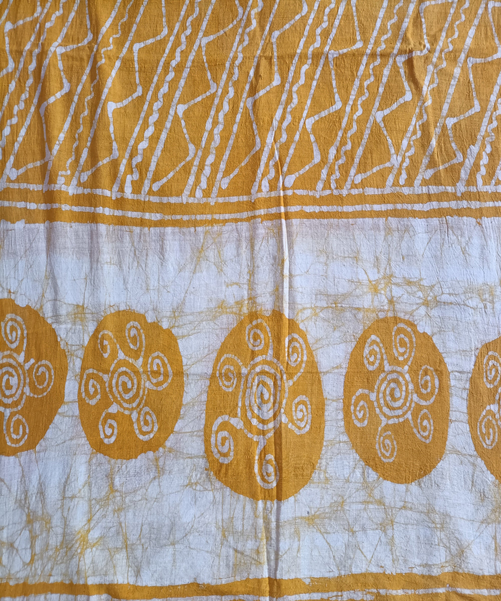 3pc Yellow white hand spun hand woven cotton batik dress material