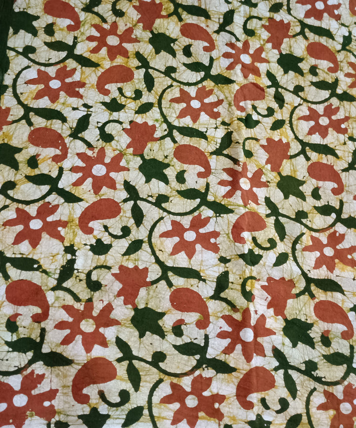 3pc Green red handspun handwoven cotton batik dress material