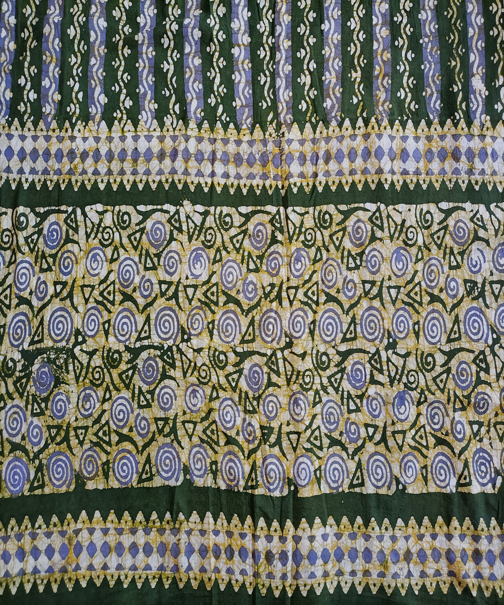 3pc Green yellow handwoven handspun cotton batik dress material