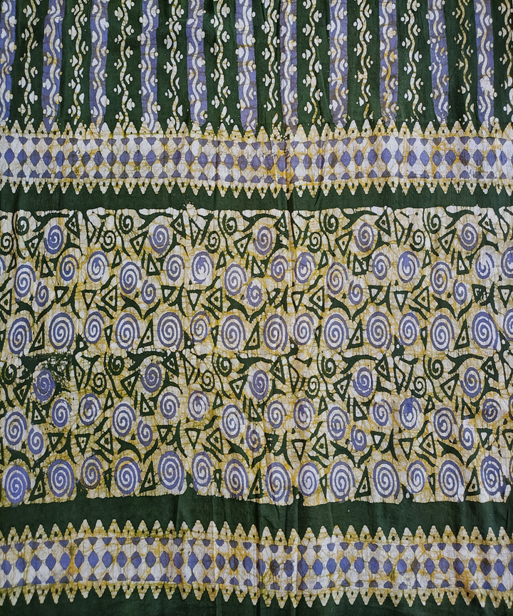 3pc Green yellow handwoven handspun cotton batik dress material