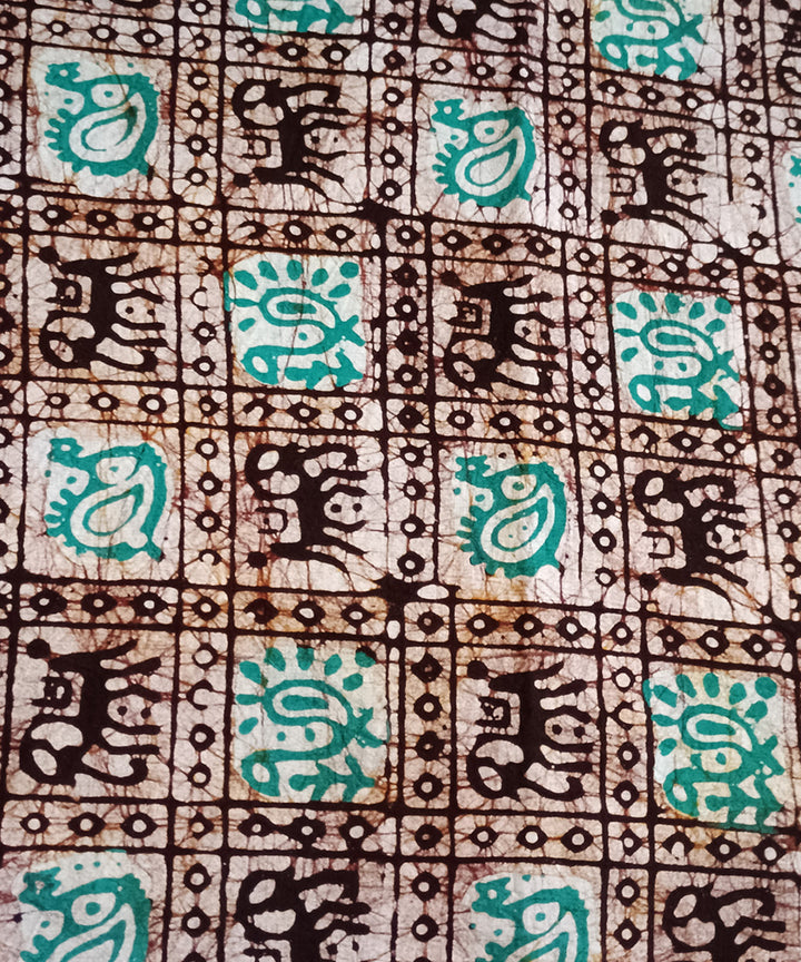 3pc Black bottle green handspun handwoven batik cotton dress material