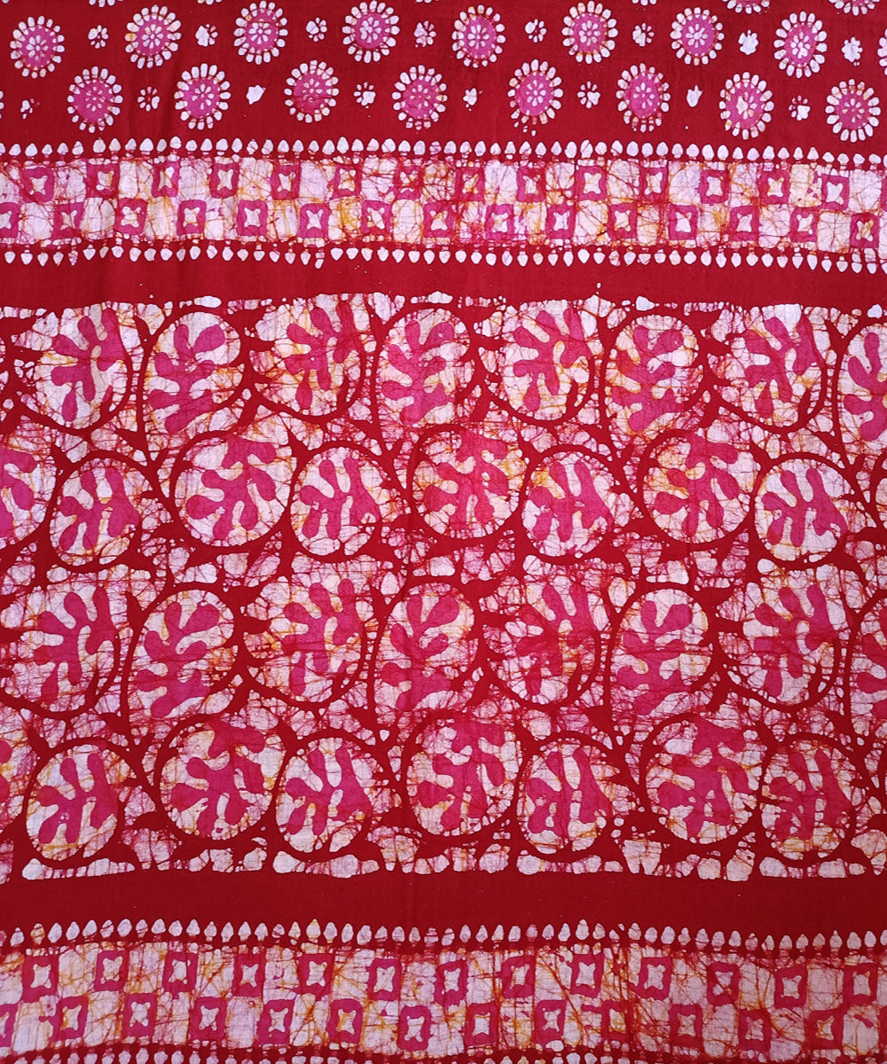 3pc Red pink handspun handwoven cotton batik dress material