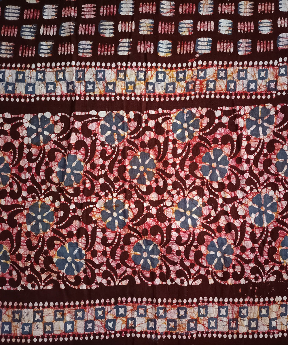3pc Brown grey handspun handwoven cotton batik dress material
