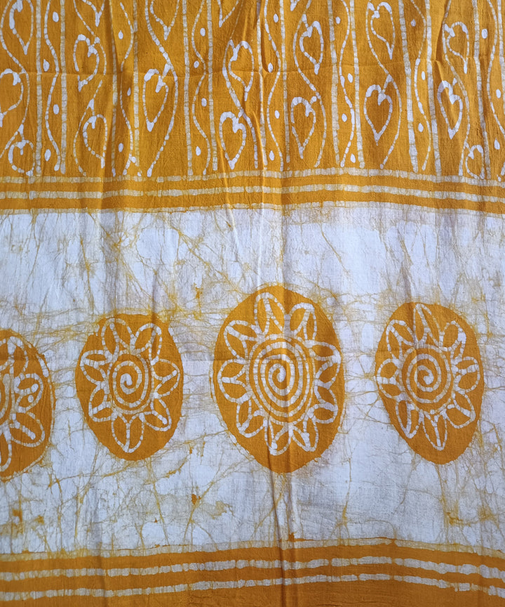 3pc Yellow white handspun handwoven cotton batik dress material