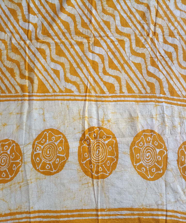 3pc Yellow black handspun handwoven cotton batik dress material