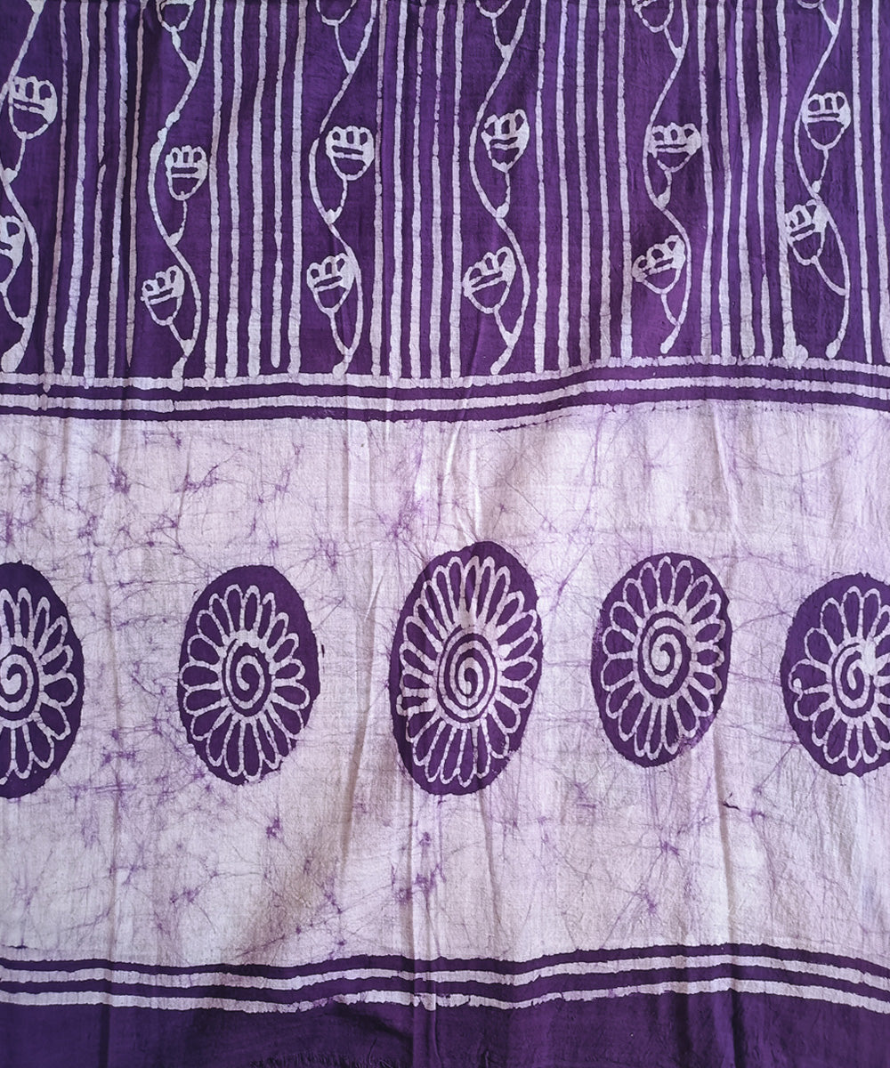 3pc Purple black handwoven handspun cotton batik dress material