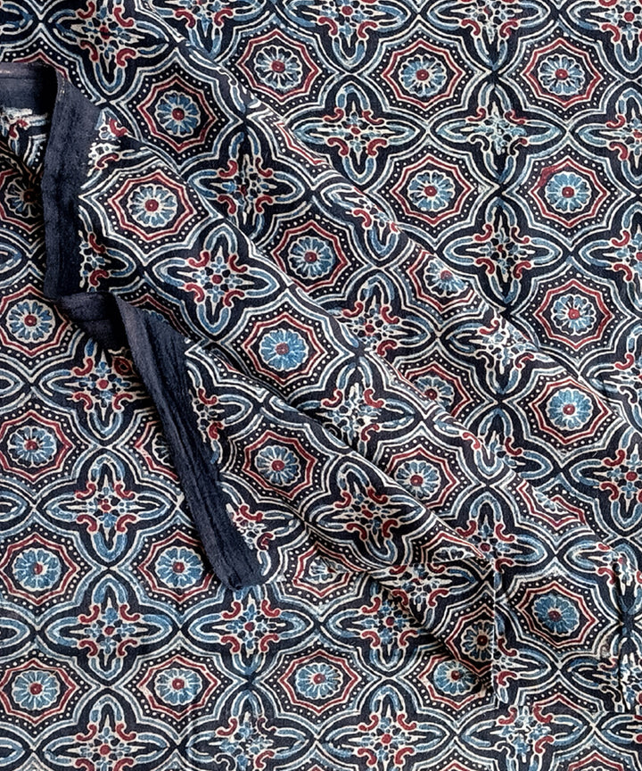 2.5m Black blue red handspun handwoven cotton ajrakh kurta material