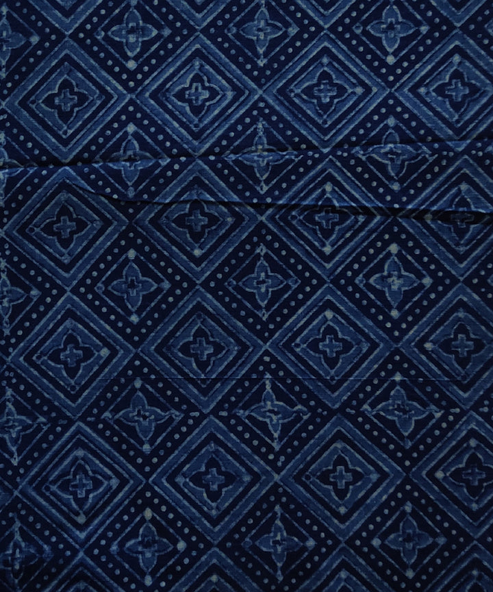 Blue hand spun handwoven cotton ajrakh blouse piece