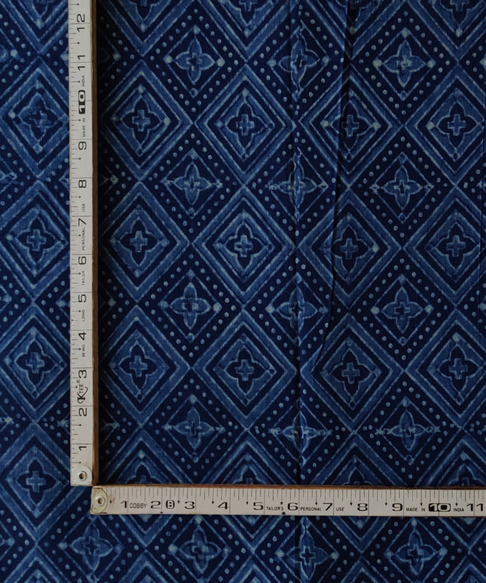 Blue hand spun handwoven cotton ajrakh blouse piece