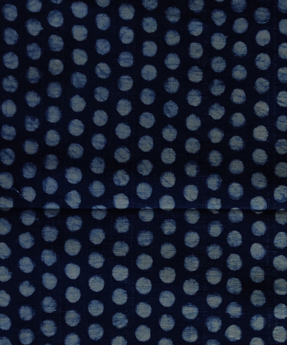 Blue white hand spun handwoven cotton dabu blouse piece