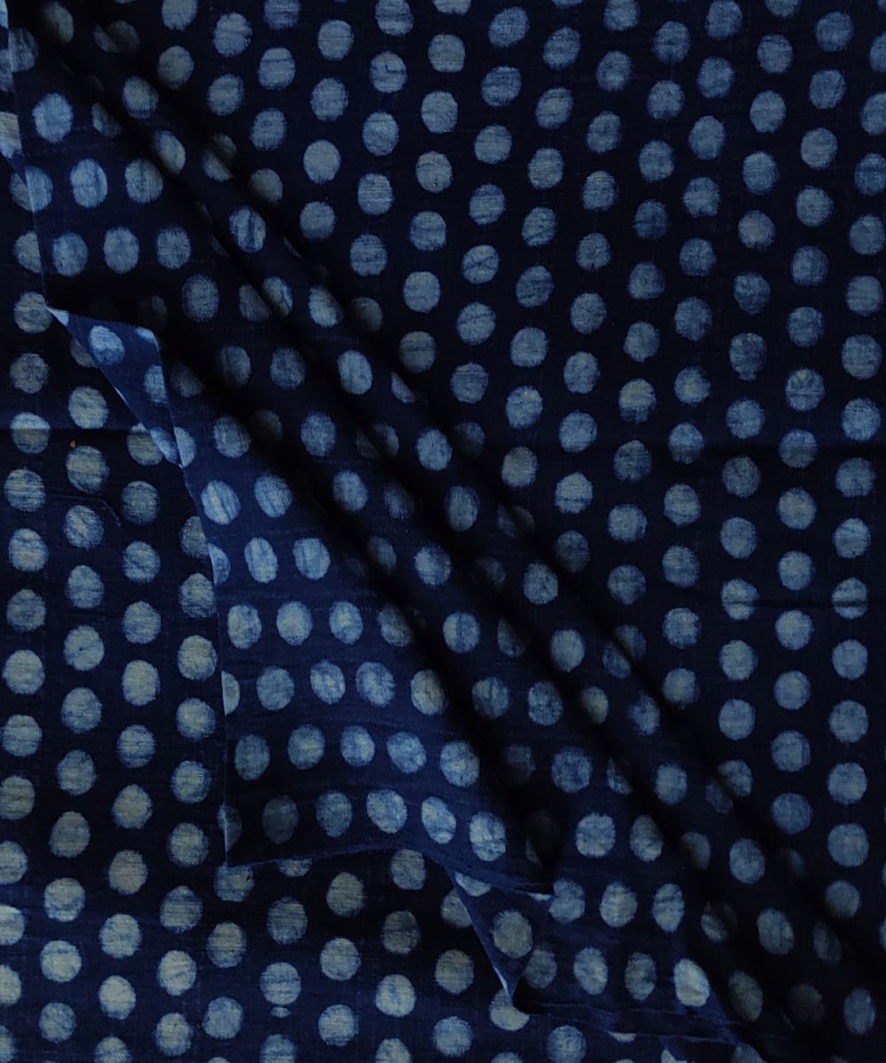 Blue white hand spun handwoven cotton dabu blouse piece