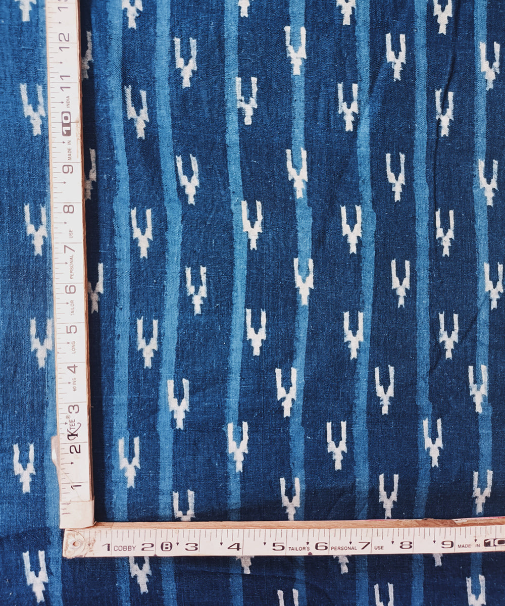 2.5 m Indigo dyed hand spun handloom cotton dabu print kurta material