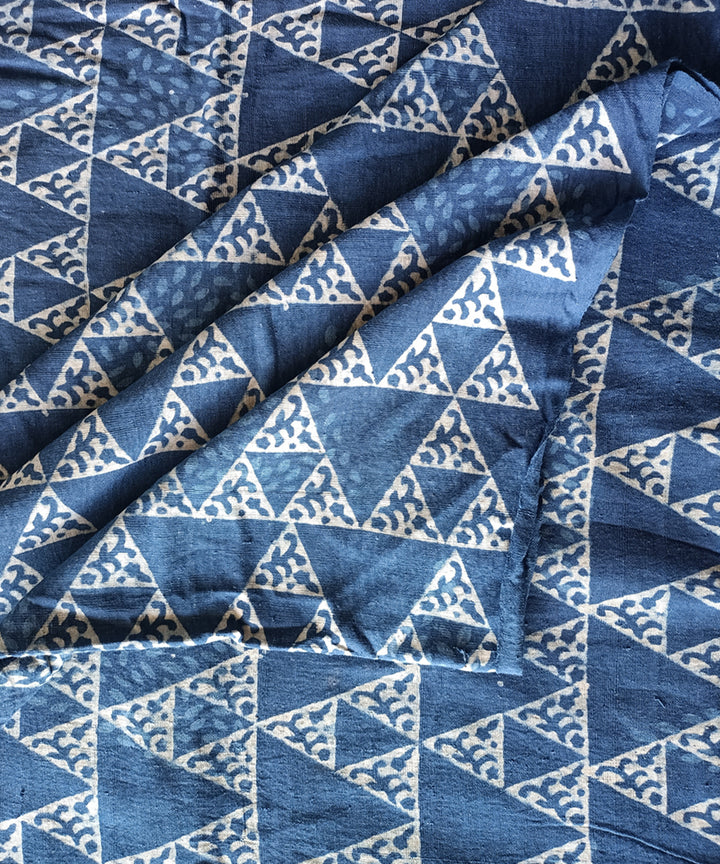 2.5m Indigo dye handspun hand woven cotton dabu print kurta material