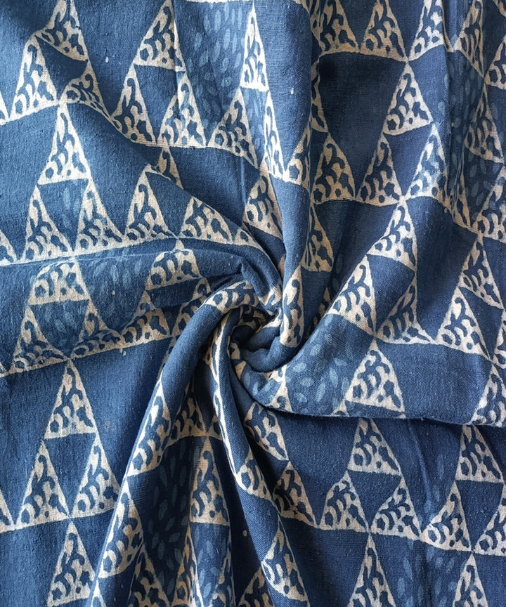 2.5m Indigo dye handspun hand woven cotton dabu print kurta material