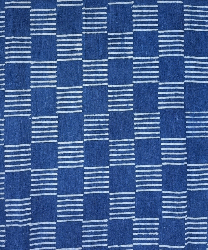 Blue handspun handloom natural dye dabu printed cotton blouse piece