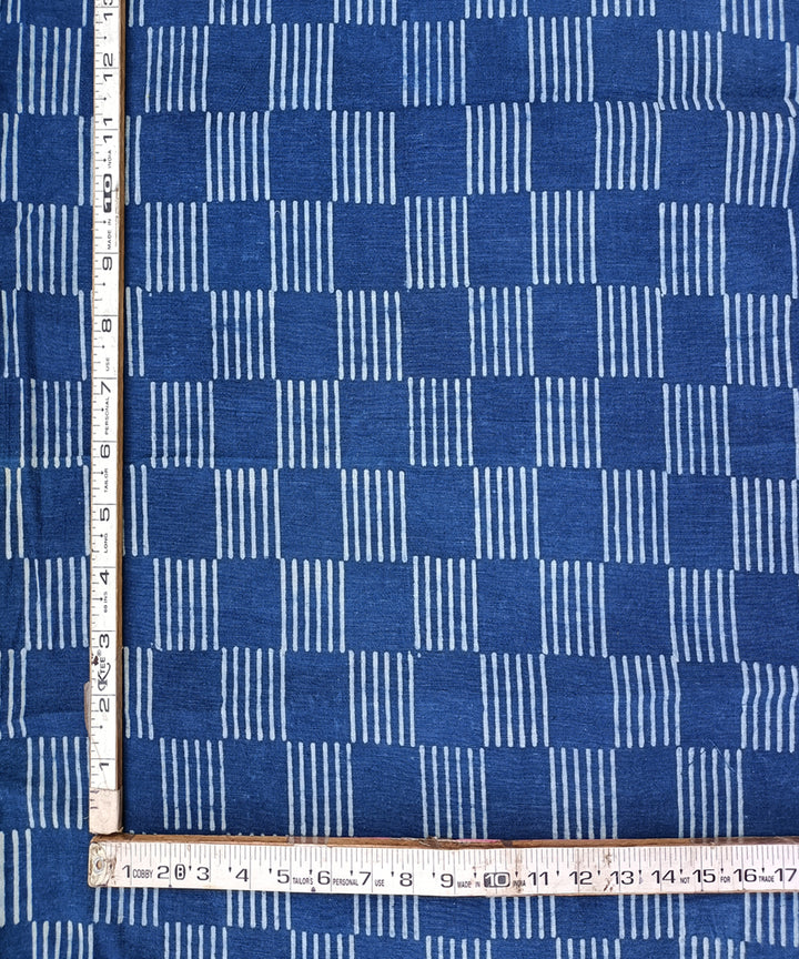 Blue handspun handloom natural dye dabu printed cotton blouse piece