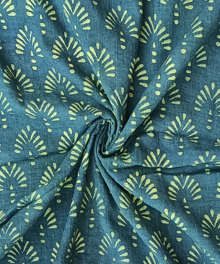 2.5m Green natural dye handspun handwoven cotton dabu kurta fabric