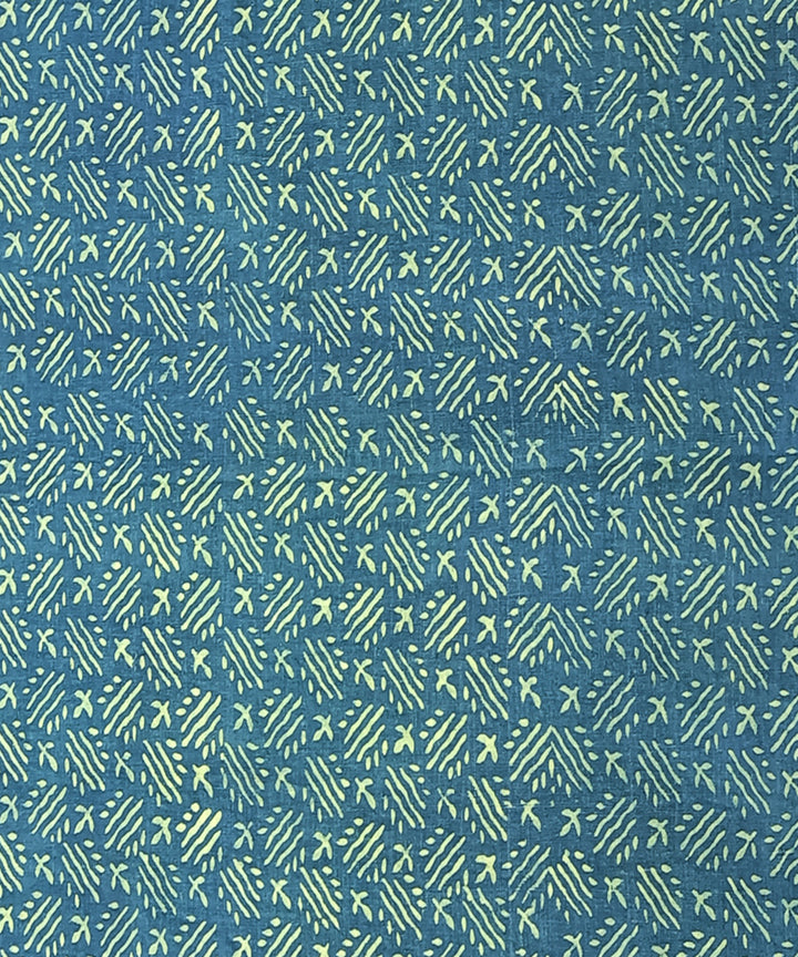 2.5m Green natural dye handspun hand woven cotton dabu kurta fabric