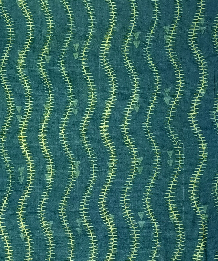 2.5m Green natural dye hand spun handwoven cotton dabu kurta fabric