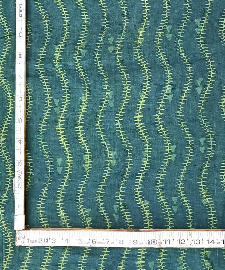 2.5m Green natural dye hand spun handwoven cotton dabu kurta fabric