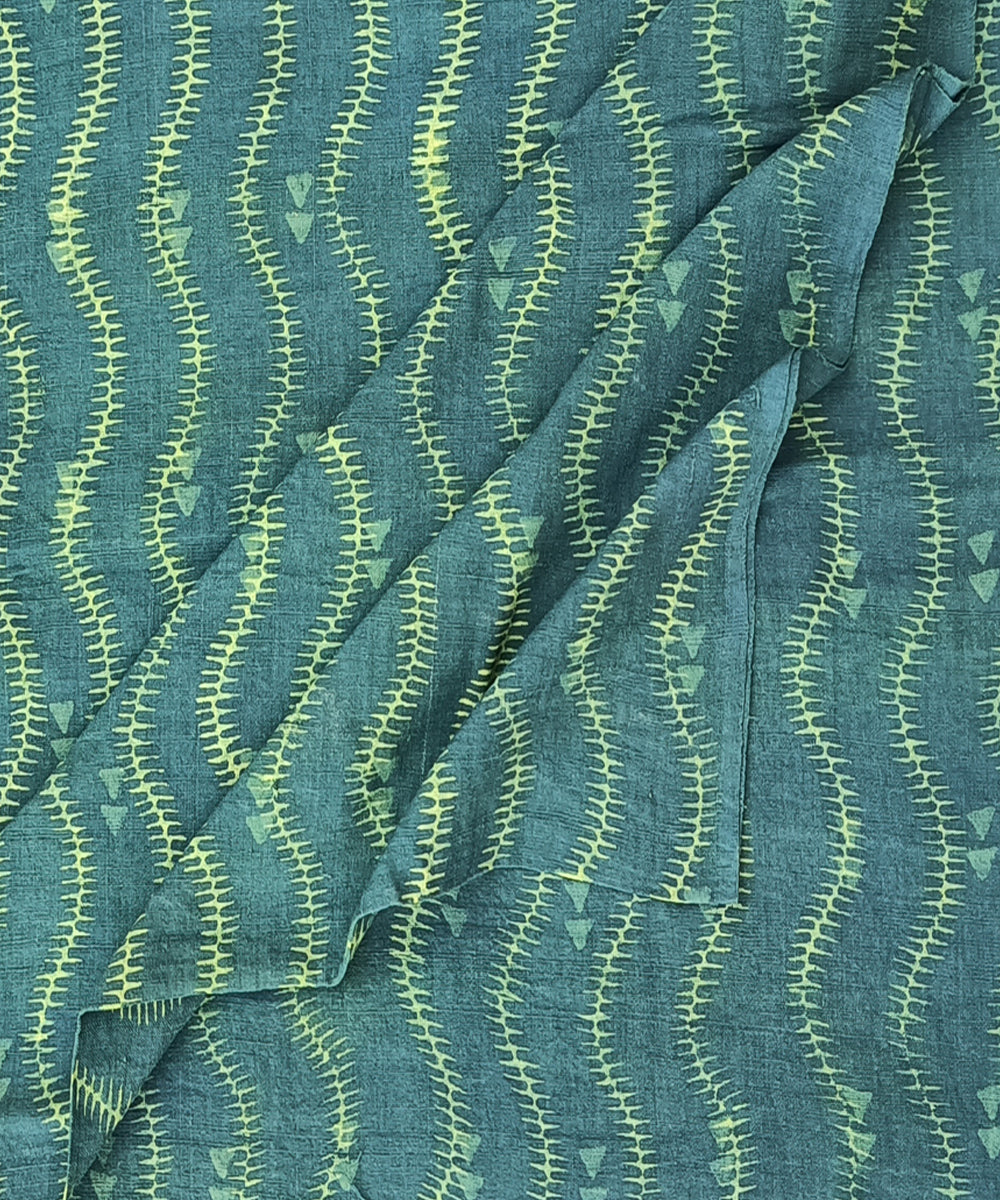 2.5m Green natural dye hand spun handwoven cotton dabu kurta fabric