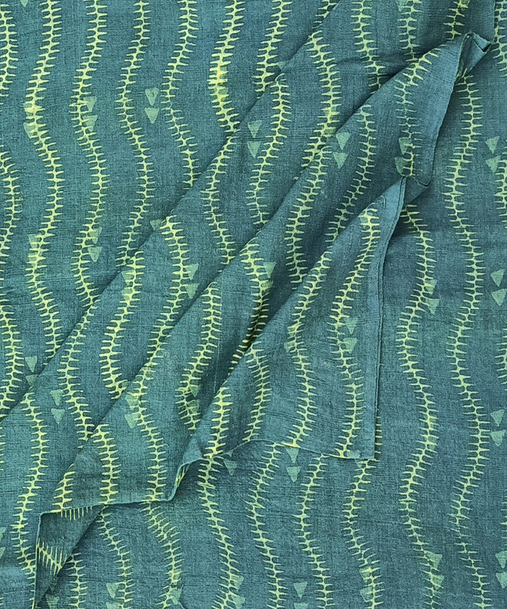 2.5m Green natural dye hand spun handwoven cotton dabu kurta fabric