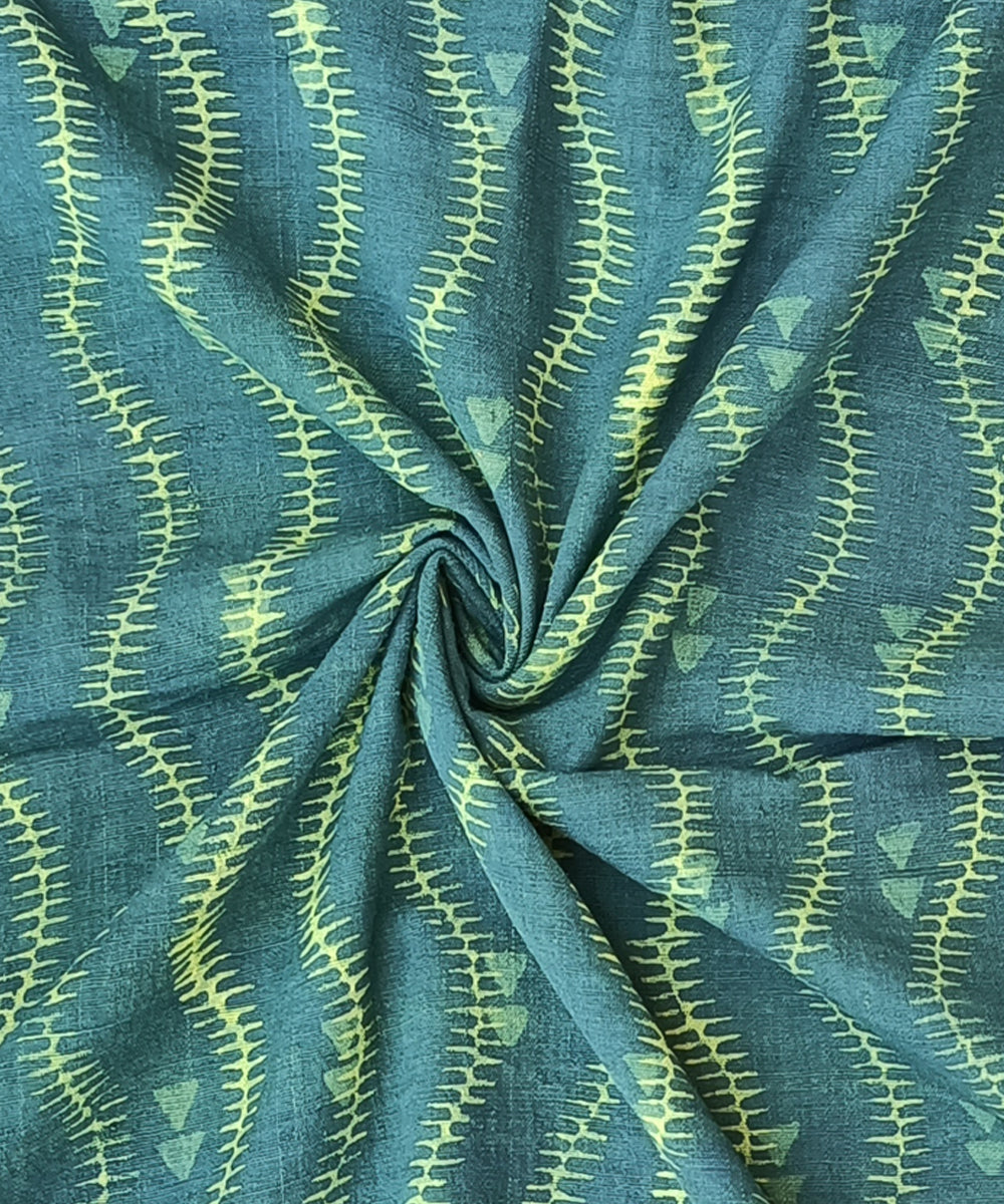 2.5m Green natural dye hand spun handwoven cotton dabu kurta fabric