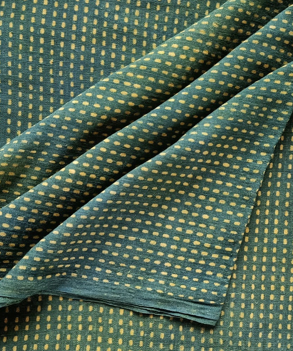 2.5m Green yellow handwoven handspun cotton dabu print kurta material