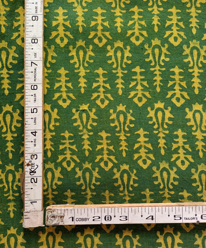 2.5m Yellow Green handspun handwoven cotton dabu print kurta material