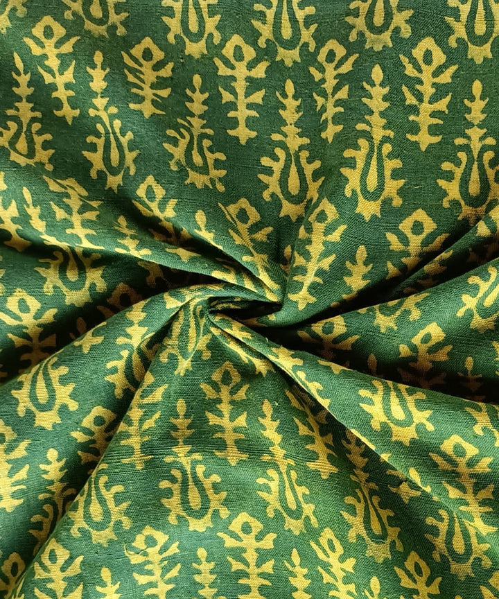 2.5m Yellow Green handspun handwoven cotton dabu print kurta material
