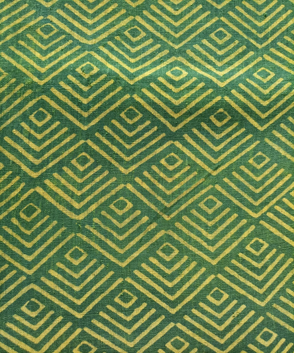 2.5m Yellow Green handspun handwoven cotton dabu kurta material