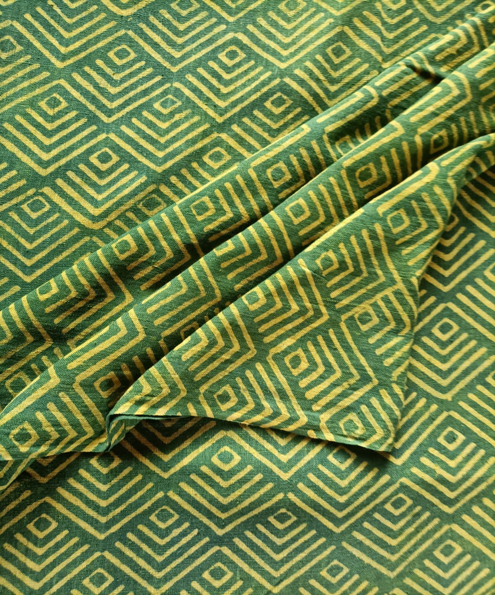 2.5m Yellow Green handspun handwoven cotton dabu kurta material