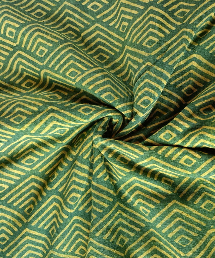 2.5m Yellow Green handspun handwoven cotton dabu kurta material