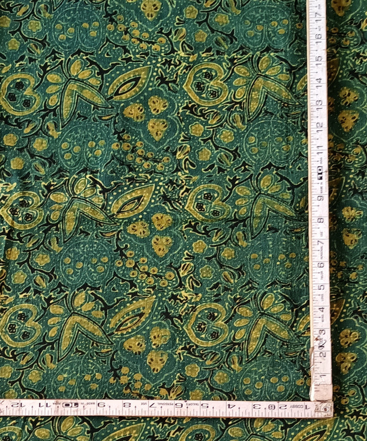 2.5m Yellow green handspun handwoven cotton ajrakh kurta material