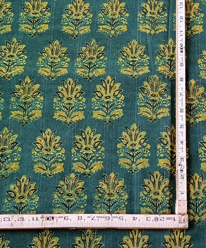 2.5m Green yellow hand spun handwoven cotton ajrakh kurta material