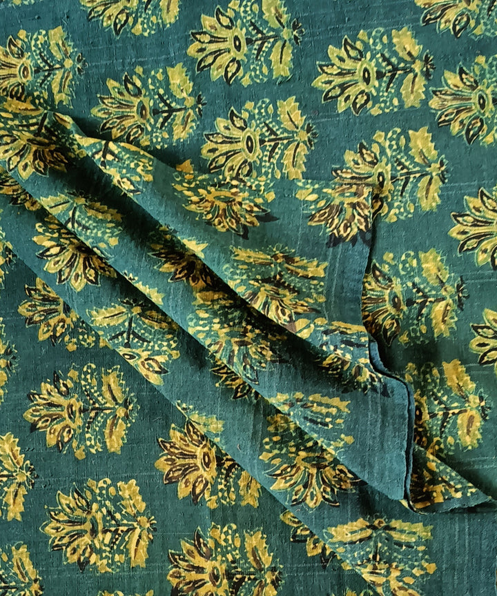 2.5m Green yellow hand spun handwoven cotton ajrakh kurta material