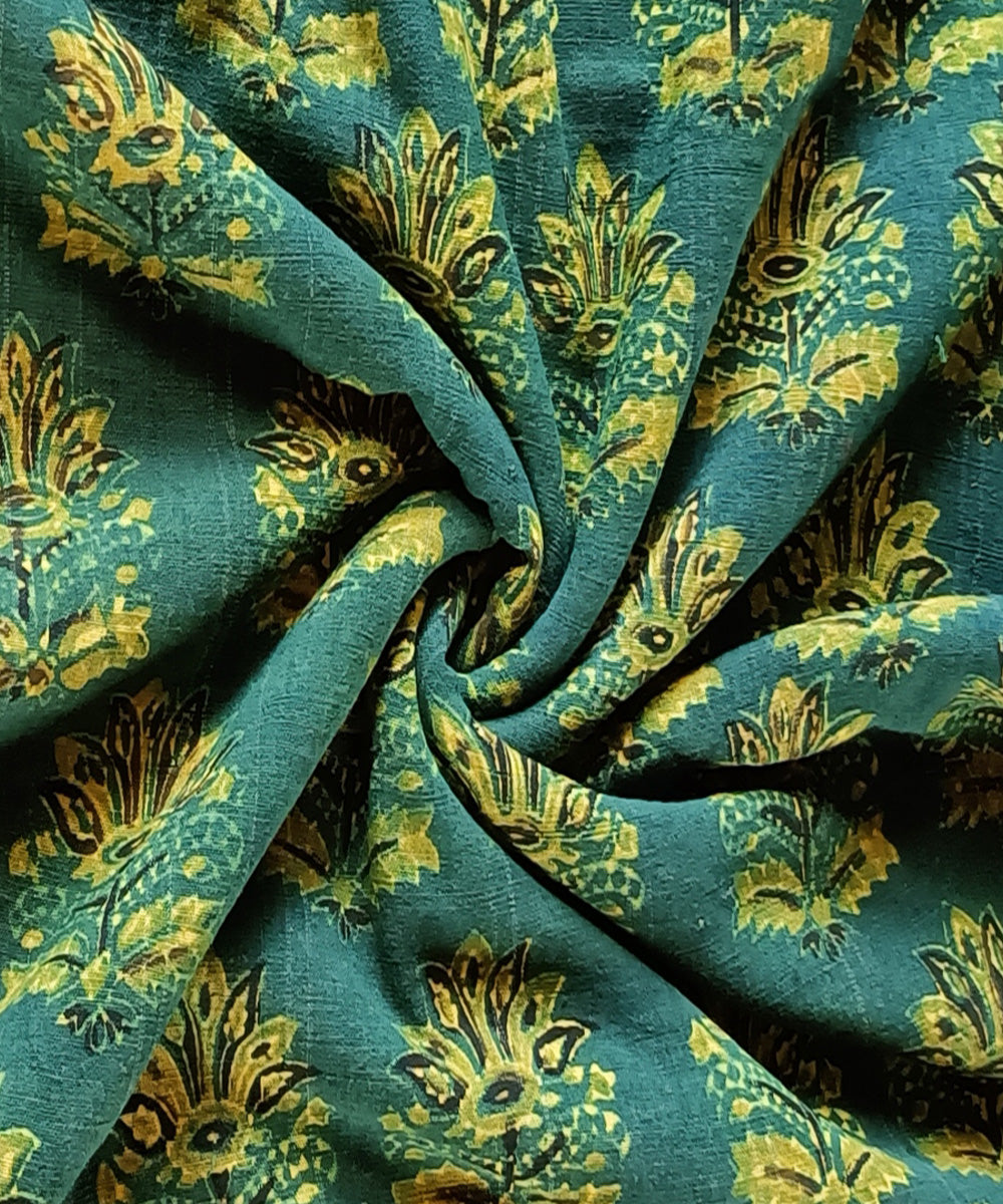 2.5m Green yellow hand spun handwoven cotton ajrakh kurta material
