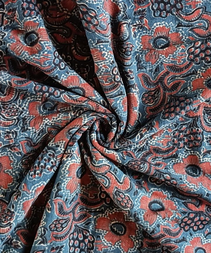 2.5m Blue black handspun handwoven cotton ajrakh print kurta material