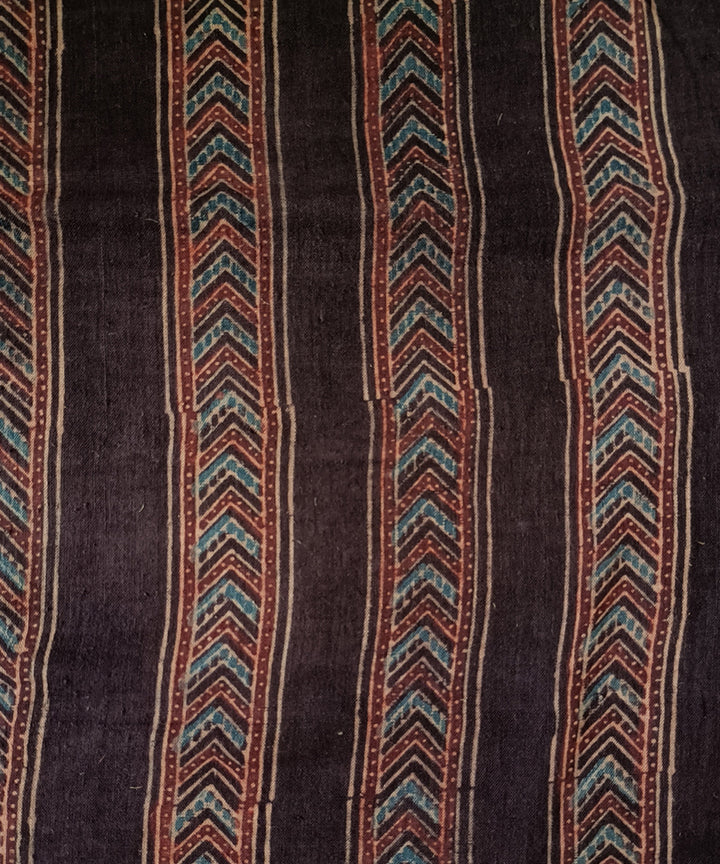 2.5m Brown red handspun handwoven cotton ajrakh print kurta material