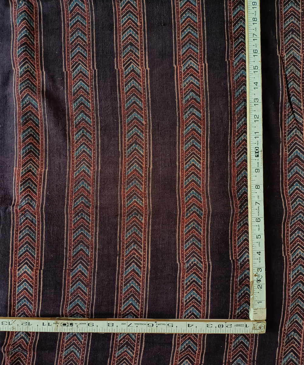 2.5m Brown red handspun handwoven cotton ajrakh print kurta material
