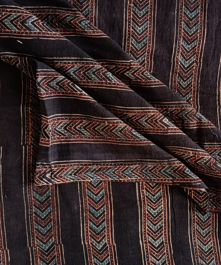 2.5m Brown red handspun handwoven cotton ajrakh print kurta material