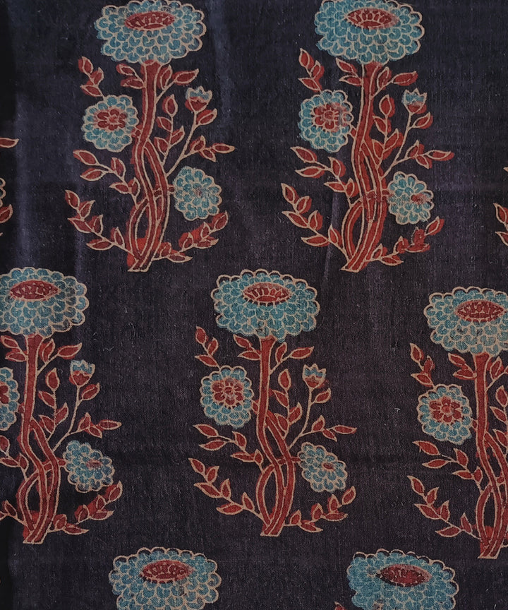 2.5m Black red blue handspun handwoven ajrakh cotton kurta material